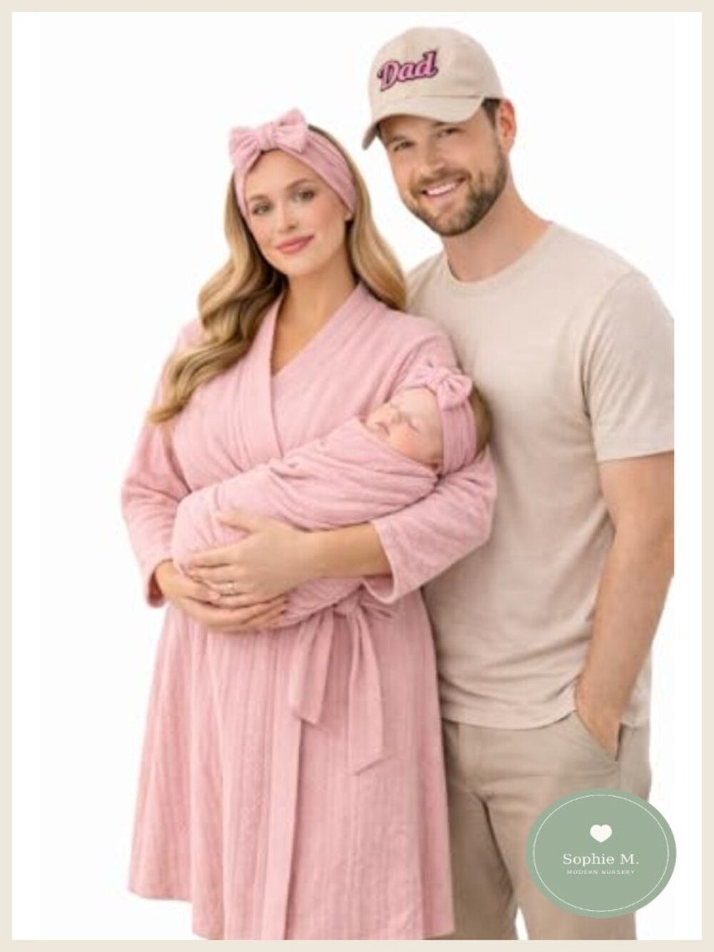 Mommy and Me Hospital Outfit Set with Baby Swaddle and Dad Hat